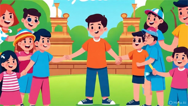 Ilustrasi hari anak nasional. (Meta AI)